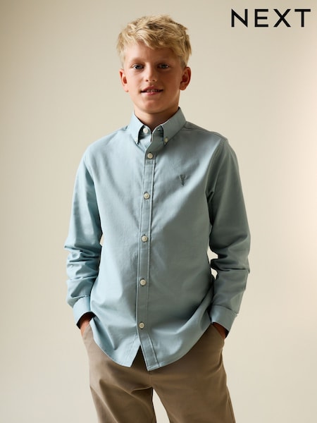 Mineral Green Single Oxford Shirt (3-16yrs) (H30023) | £11 - £16