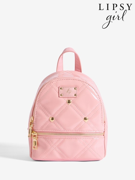 Lipsy Pink Patent Quilted Mini School Backpack (H30025) | £26