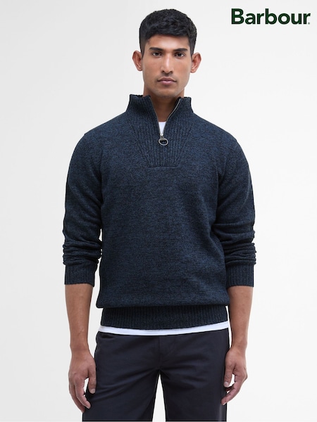 Barbour® Navy Mix Quarter Zip Jumper (H30056) | £100