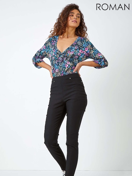 Roman Black Bengaline Stretch Trousers (H30072) | £32
