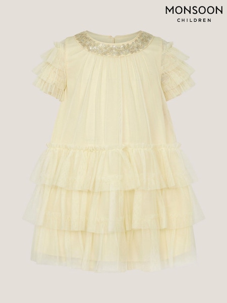 Monsoon Yellow Baby Alexandra Embellished Swing Dress (H30148) | £28 - £30
