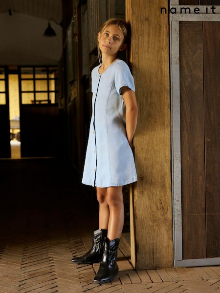 Name It Blue Button Through Denim Dress (H30175) | £25