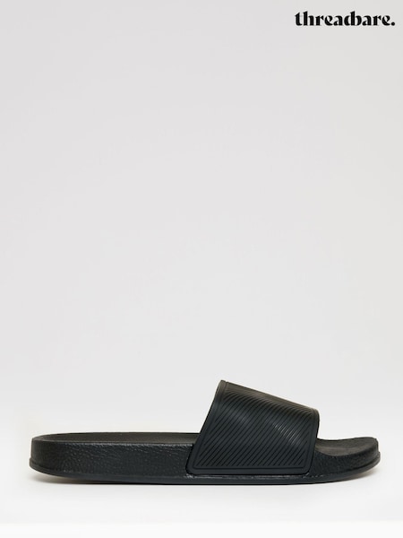 Threadbare Black Sliders (H30221) | £20
