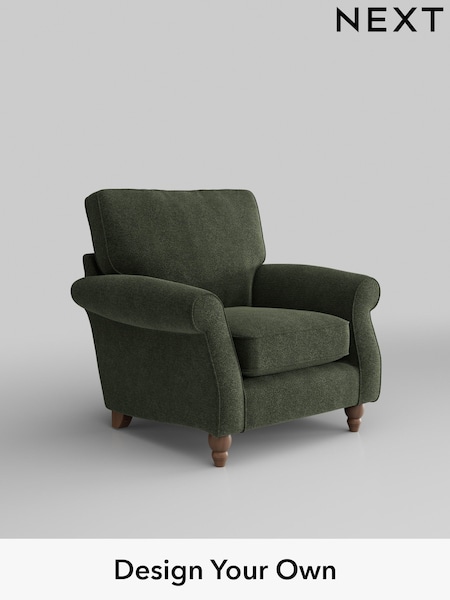 Boucle Chenille/Dark Moss Green Ashford (H30263) | £875