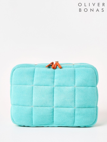 Oliver Bonas Teal Blue Padded Fold Out Cosmetics Bag (H30289) | £35