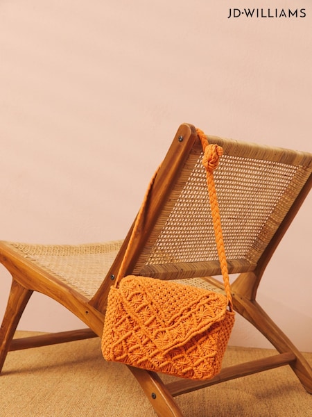 JD Williams Orange Macrame Cross-Body Bag (H30377) | £28