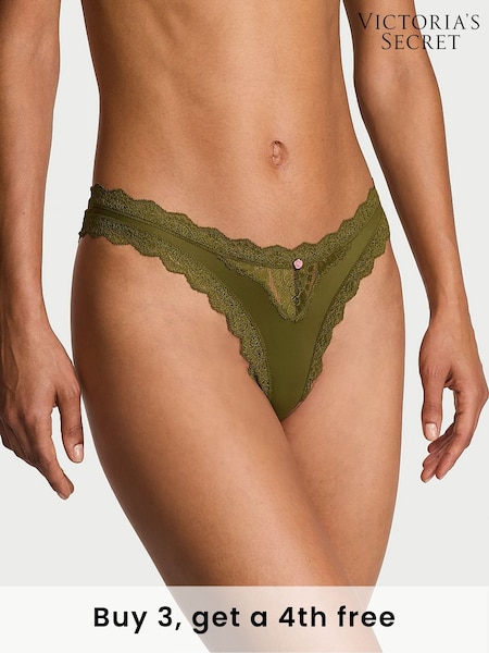 Victoria's Secret Green Chameleon Lace Trim Brazilian Knickers (H30403) | £14