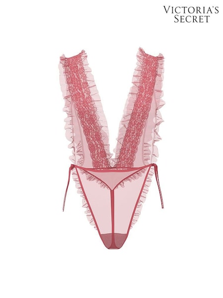 Victoria's Secret Seductive Rose Pink Lace Sheer Bodysuit (H30435) | £69