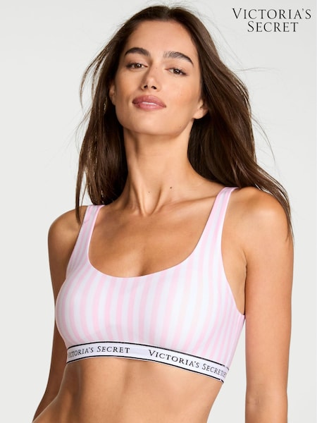 Victoria's Secret Pretty Blossom Pink Stripe Cotton Wireless Scoop Bralette (H30436) | £25