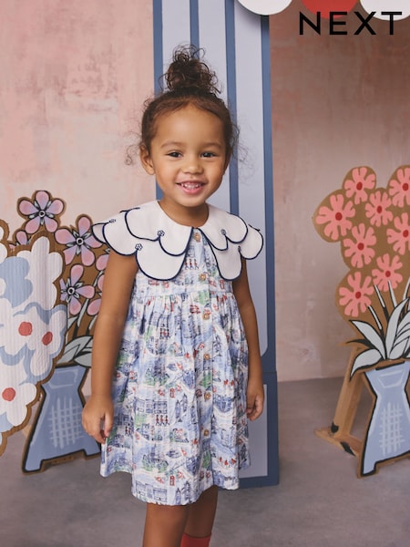 Blue Collared Dress (3mths-7yrs) (H30518) | £16 - £18