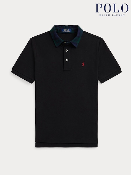 Polo Ralph Lauren Black Tartan Contrast Collar Polo Jumper (H30536) | £79 - £89