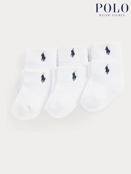 Polo Ralph Lauren White Baby Ankle Socks 6 Pack (H30537) | £17