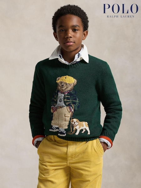 Polo Ralph Lauren Blue Boys Bear Knit Jumper (H30577) | £225 - £249