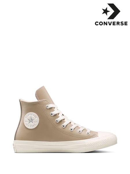Converse Brown Chuck Taylor Teen Leather Fleece Lining High Trainers (H30623) | £50
