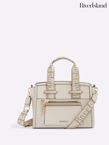 River Island Cream Webbing Handle Tote Bag (H30665) | £46