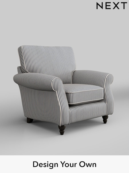 Chenille Stripe/Slate Blue Ashford (H30747) | £875