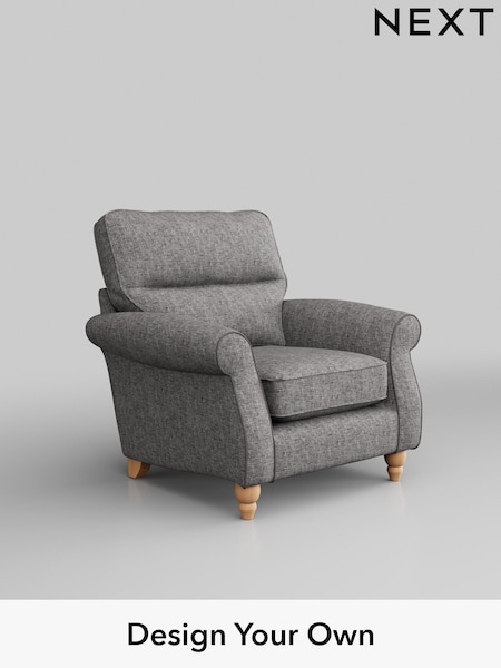 Chunky Boucle Easy Clean/Light Grey Ashford Highback (H30869) | £925