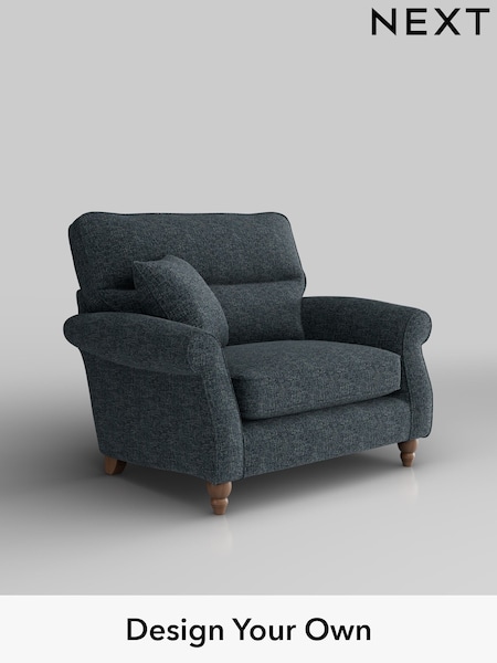 Chunky Chenille/Dark Navy Blue Ashford Highback (H30879) | £1,025