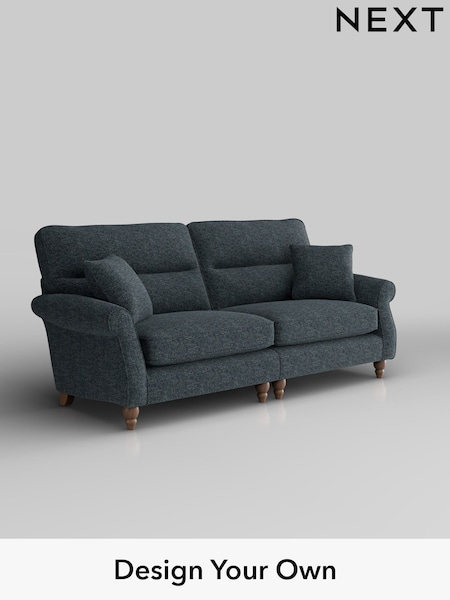 Chunky Chenille/Dark Navy Blue Ashford Highback (H30879) | £1,525