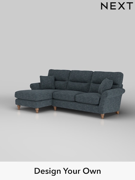 Chunky Chenille/Dark Navy Blue Ashford Highback (H30879) | £2,050