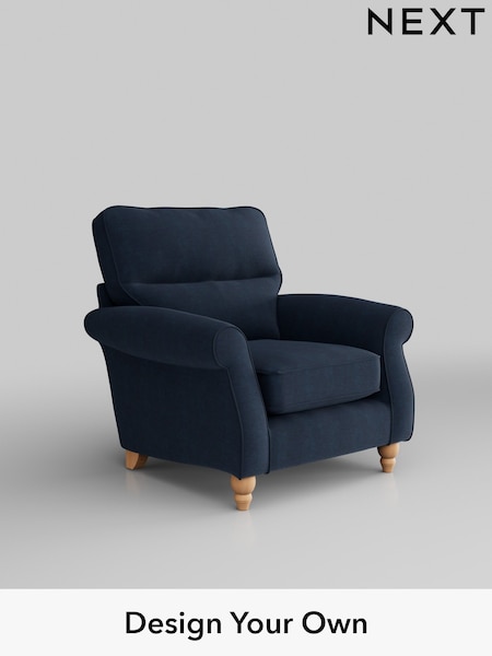 Fine Chenille Easy Clean/Dark Navy Blue Ashford Highback (H30957) | £925