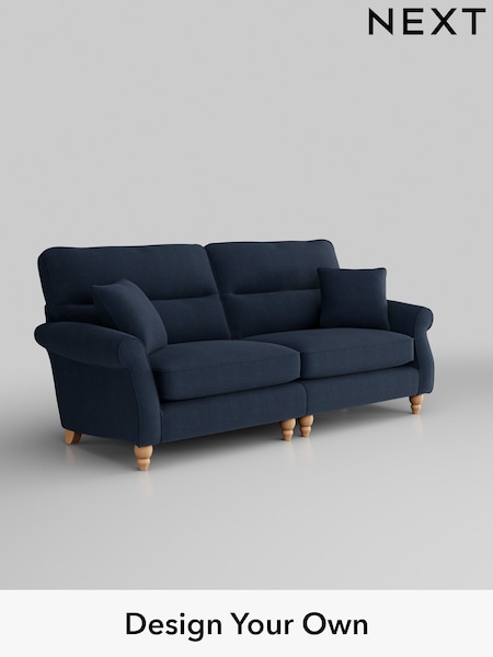 Fine Chenille Easy Clean/Dark Navy Blue Ashford Highback (H30957) | £1,525