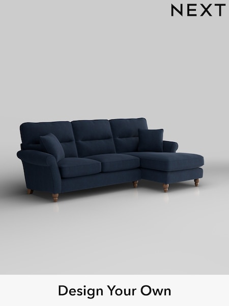 Fine Chenille Easy Clean/Dark Navy Blue Ashford Highback (H30957) | £2,050