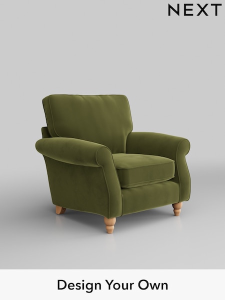 Plush Velvet Easy Clean/Mid Olive Green Ashford (H34020) | £875