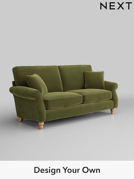 Plush Velvet Easy Clean/Mid Olive Green Ashford (H34020) | £1,375