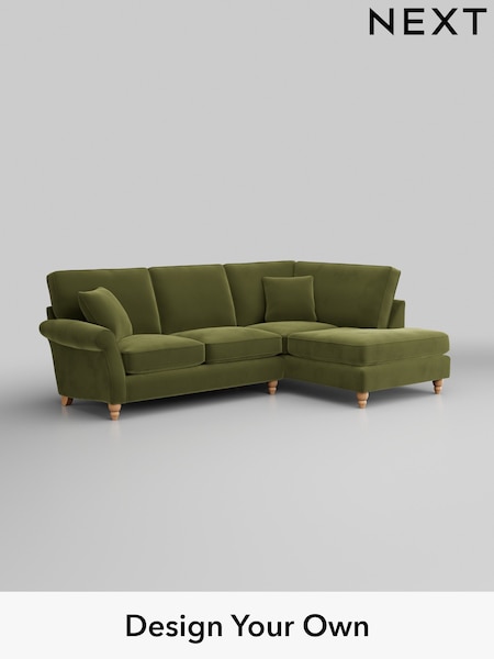 Plush Velvet Easy Clean/Mid Olive Green Ashford (H34020) | £2,025