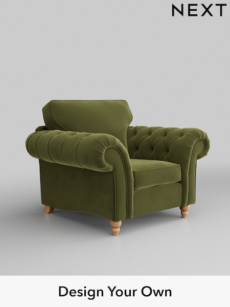 Plush Velvet Easy Clean/Mid Olive Green Gosford Highback Ii Deep Sit (H34150) | £1,075