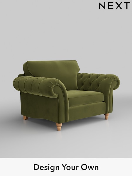 Plush Velvet Easy Clean/Mid Olive Green Gosford Highback Ii Deep Sit (H34150) | £1,175