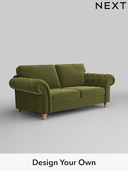 Plush Velvet Easy Clean/Mid Olive Green Gosford Highback Ii Deep Sit (H34150) | £1,625