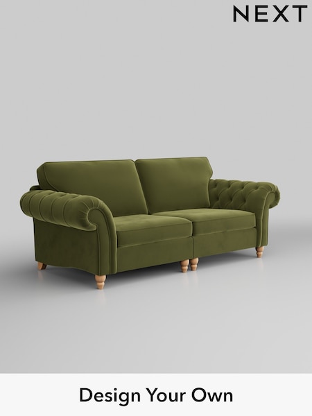 Plush Velvet Easy Clean/Mid Olive Green Gosford Highback Ii Deep Sit (H34150) | £1,725