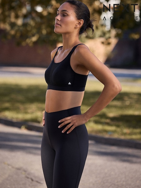 Black Active Sports High Impact Dry Tech Crop Tops 2 Pack (H34191) | £36