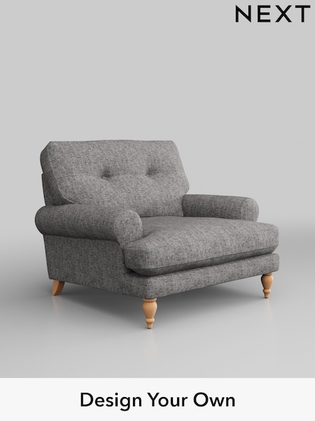 Chunky Boucle Easy Clean/Light Grey Erin Buttoned Back Deep Relaxed Sit (H34229) | £925