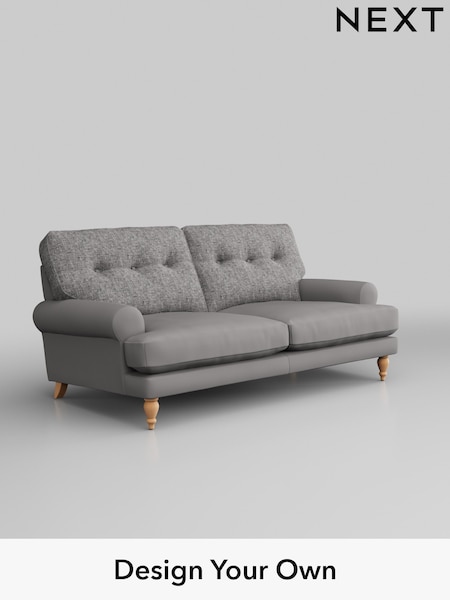 Chunky Boucle Easy Clean/Light Grey Erin Buttoned Back Deep Sit (H34230) | £1,275
