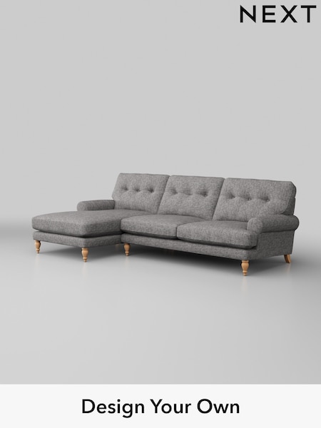 Chunky Boucle Easy Clean/Light Grey Erin Buttoned Back Deep Sit (H34230) | £1,975
