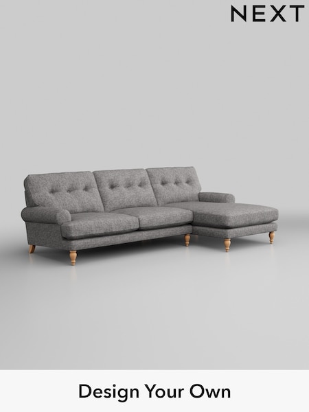 Chunky Boucle Easy Clean/Light Grey Erin Buttoned Back Deep Sit (H34230) | £1,975