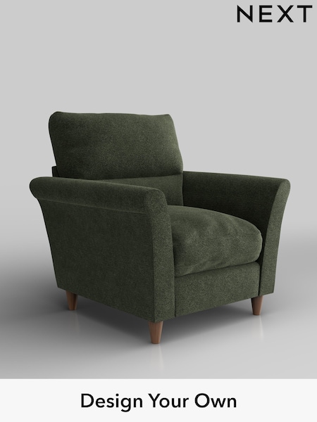 Boucle Chenille/Dark Moss Green Hartley Highback Relaxed Sit (H34268) | £875