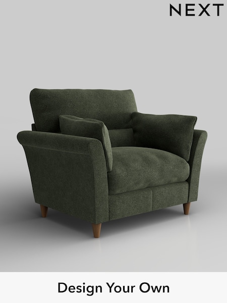 Boucle Chenille/Dark Moss Green Hartley Highback Relaxed Sit (H34268) | £975