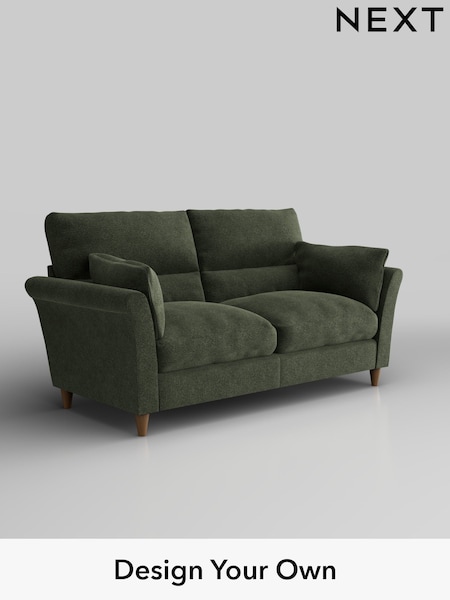 Boucle Chenille/Dark Moss Green Hartley Highback Relaxed Sit (H34268) | £1,325