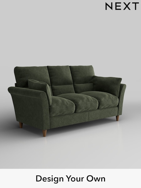 Boucle Chenille/Dark Moss Green Hartley Highback Relaxed Sit (H34268) | £1,325