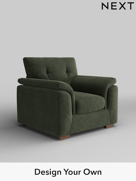 Boucle Chenille/Dark Moss Green Hayden Buttoned Back (H34269) | £750