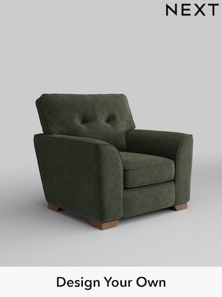 Boucle Chenille/Dark Moss Green Stamford Buttoned Back (H34275) | £799
