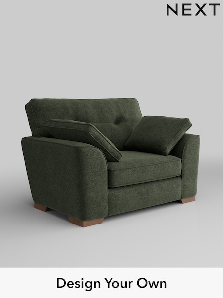 Boucle Chenille/Dark Moss Green Stamford Buttoned Back (H34275) | £899