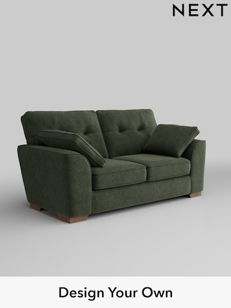 Boucle Chenille/Dark Moss Green Stamford Buttoned Back (H34275) | £1,199