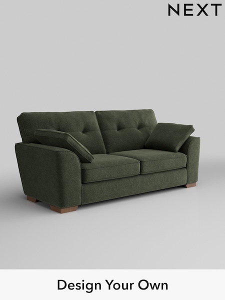 Boucle Chenille/Dark Moss Green Stamford Buttoned Back (H34275) | £1,299