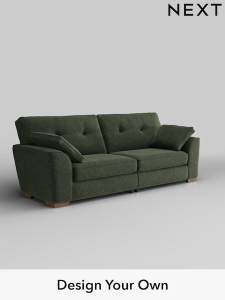 Boucle Chenille/Dark Moss Green Stamford Buttoned Back (H34275) | £1,399