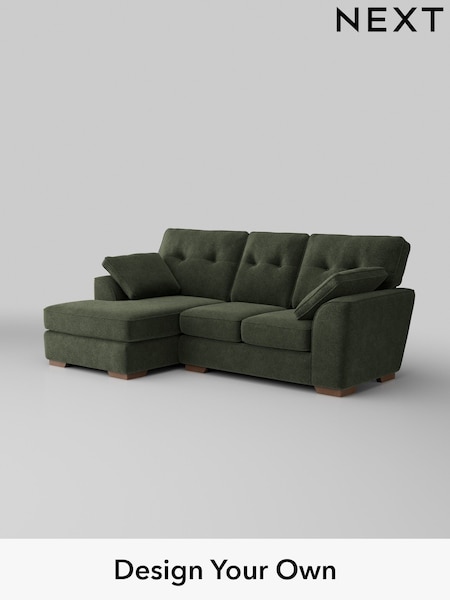 Boucle Chenille/Dark Moss Green Stamford Buttoned Back (H34275) | £1,775